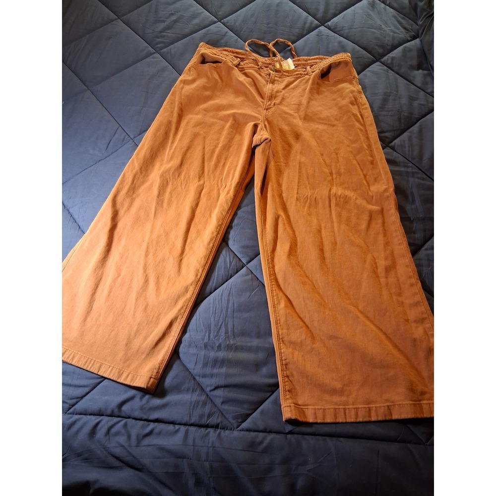 American Eagle Ultra Wide Leg Pants Rust Terracotta Drawstring Waist Size 18 Reg